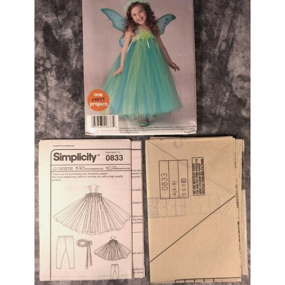 Simplicity 0833 Childs Fairy Costume Sewing Pattern Size 4-8 - Picture 3 of 3